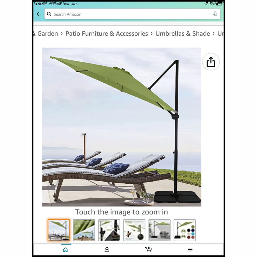 Ginelite 10ft Luxury Cantilever Umbrella Patio- Green