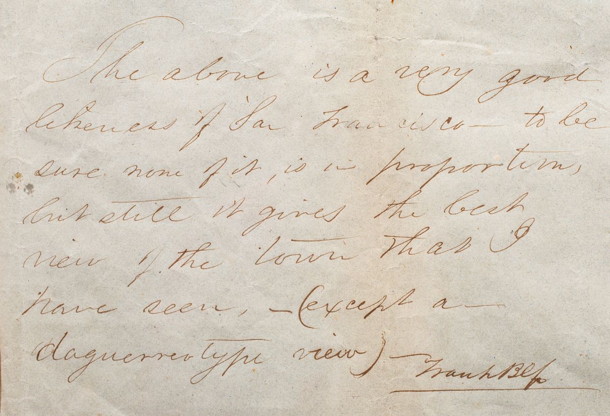 Script 1850 Print, View of San Francisco, 1850 | Clars Auction Gallery