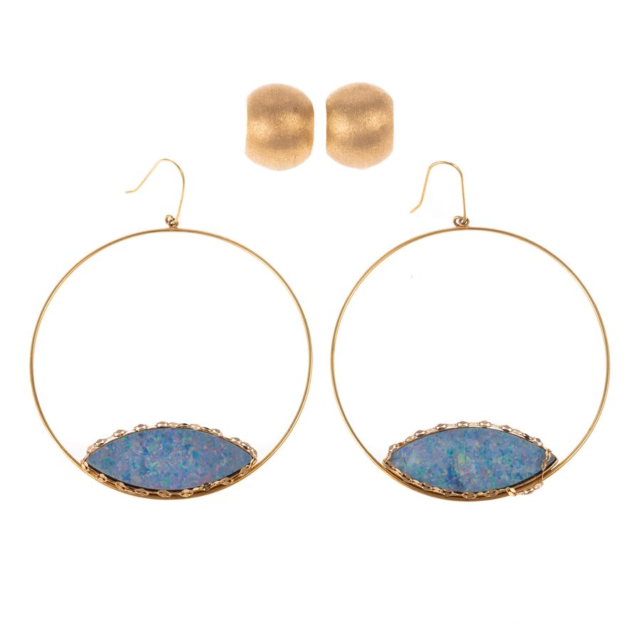 Two Pair of 14K Gold Earrings