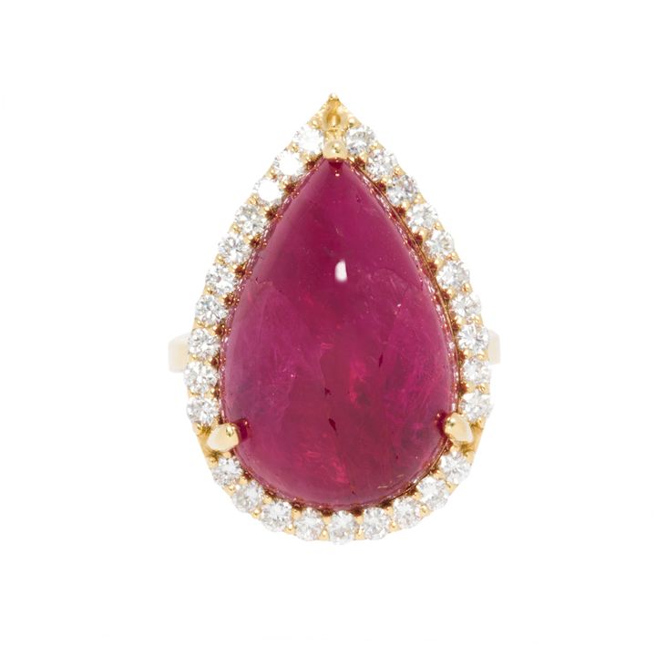 A no-heat ruby, diamond and 18k gold ring