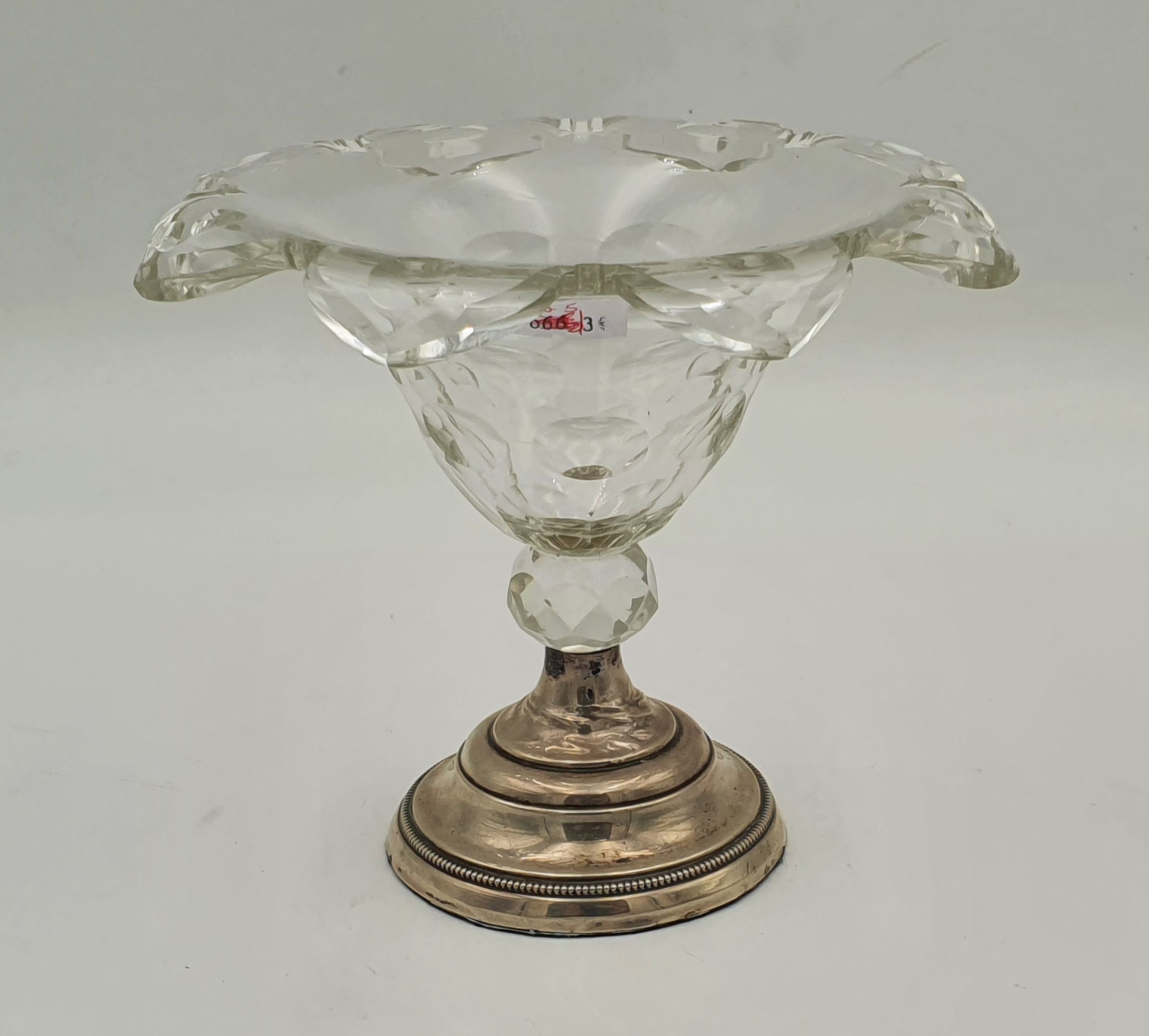 511 · A CUT CRYSTAL AND SILVER SWEET MEATS RAISED BOWL