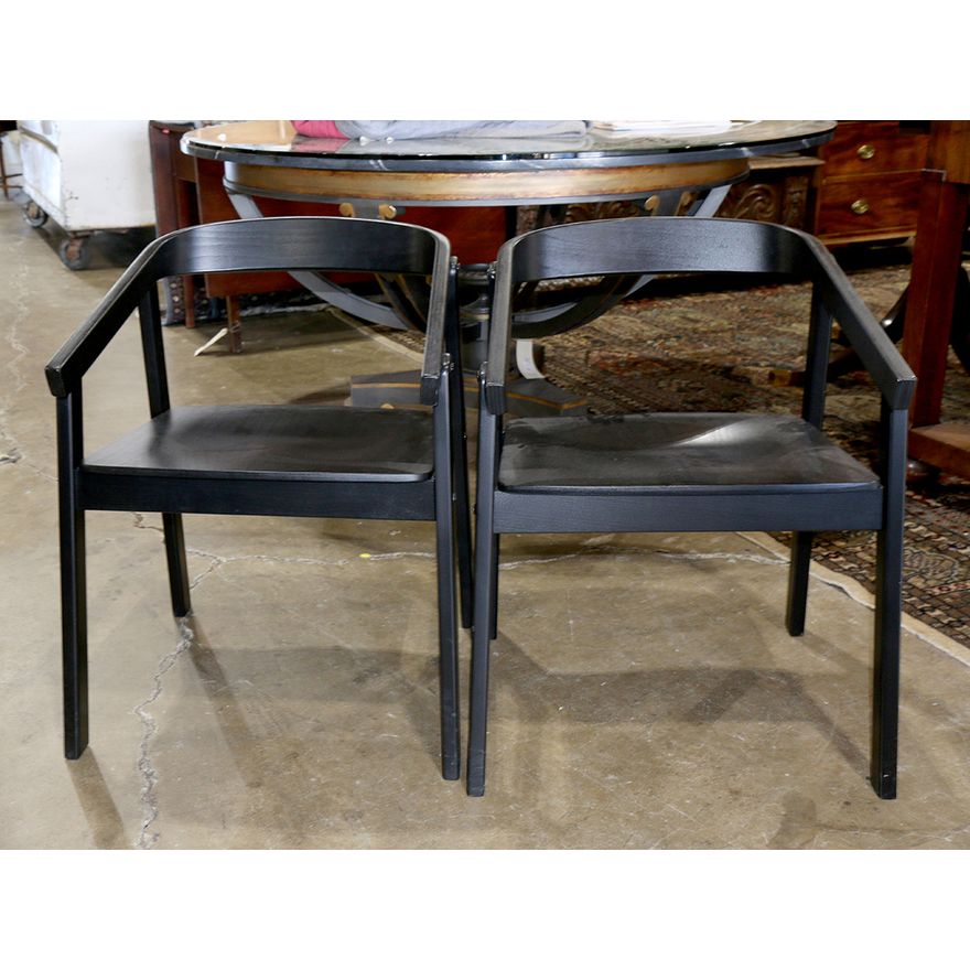 Pair of Moderne style ebonized armchairs