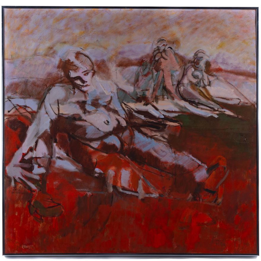 Michael Rogovsky. Abstract Nude in Red, oil
