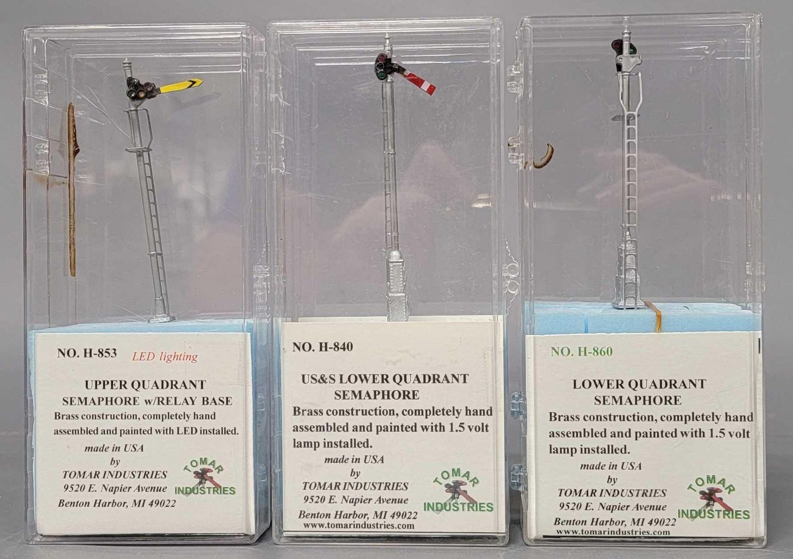 Six Tomar Industries LED light Railroad signals plus Greyhound Neon in