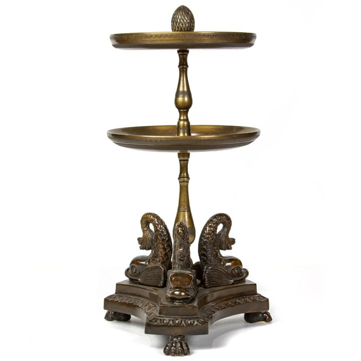 An Empire style patinated bronze tazza