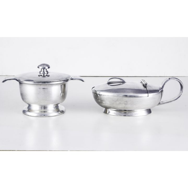 A (lot of 2) Gio Ponte for Calderoni fratelli Alpaca silver plate vessels