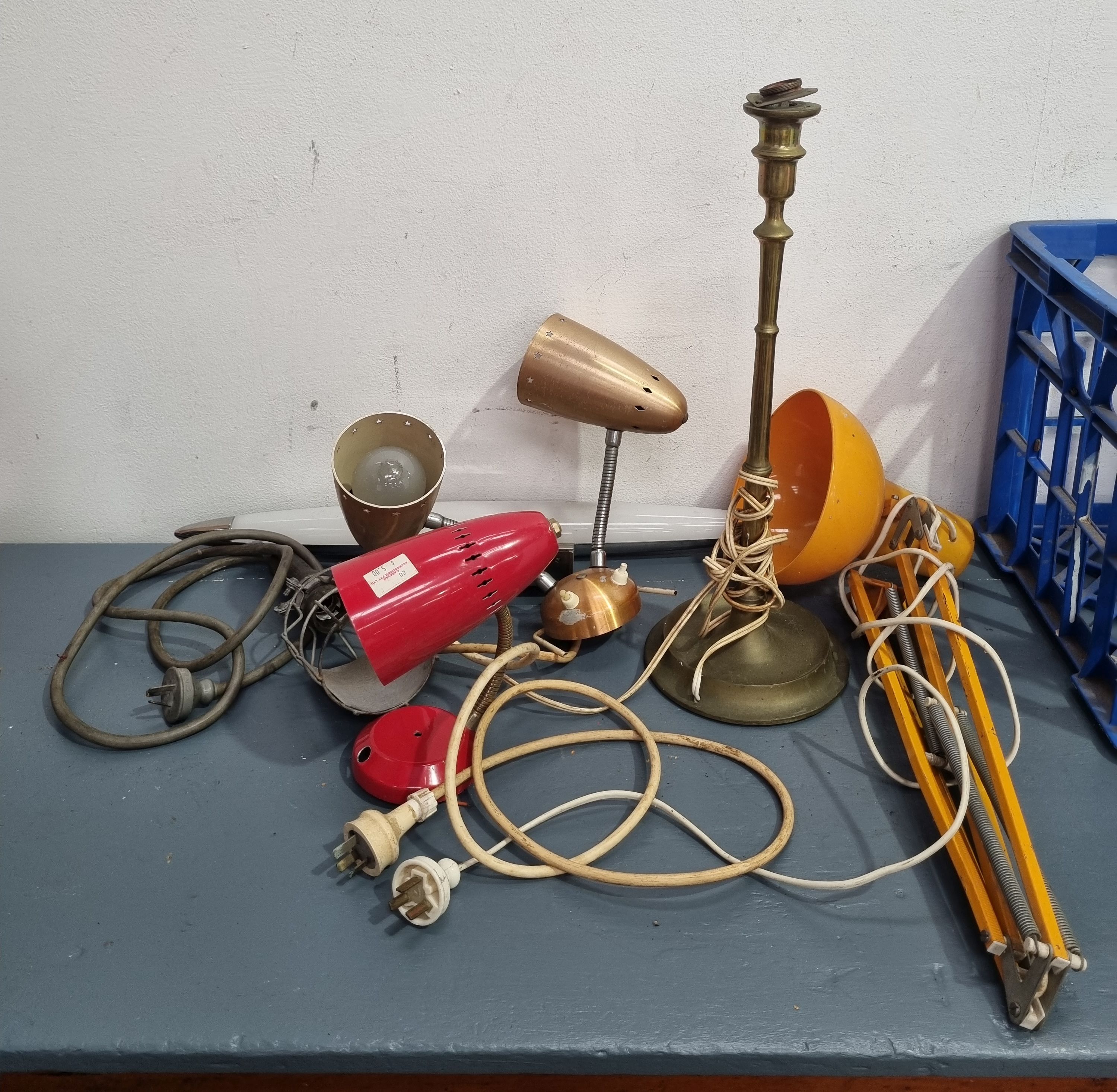 A Crate Of Vintage Lights/Parts