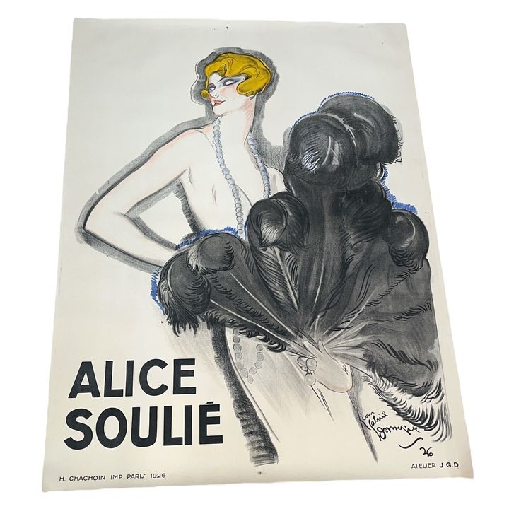 "Alice Soulie" French Art Deco Cabaret Advertisement Poster AFTER JEAN GABRIEL DOMERGUE