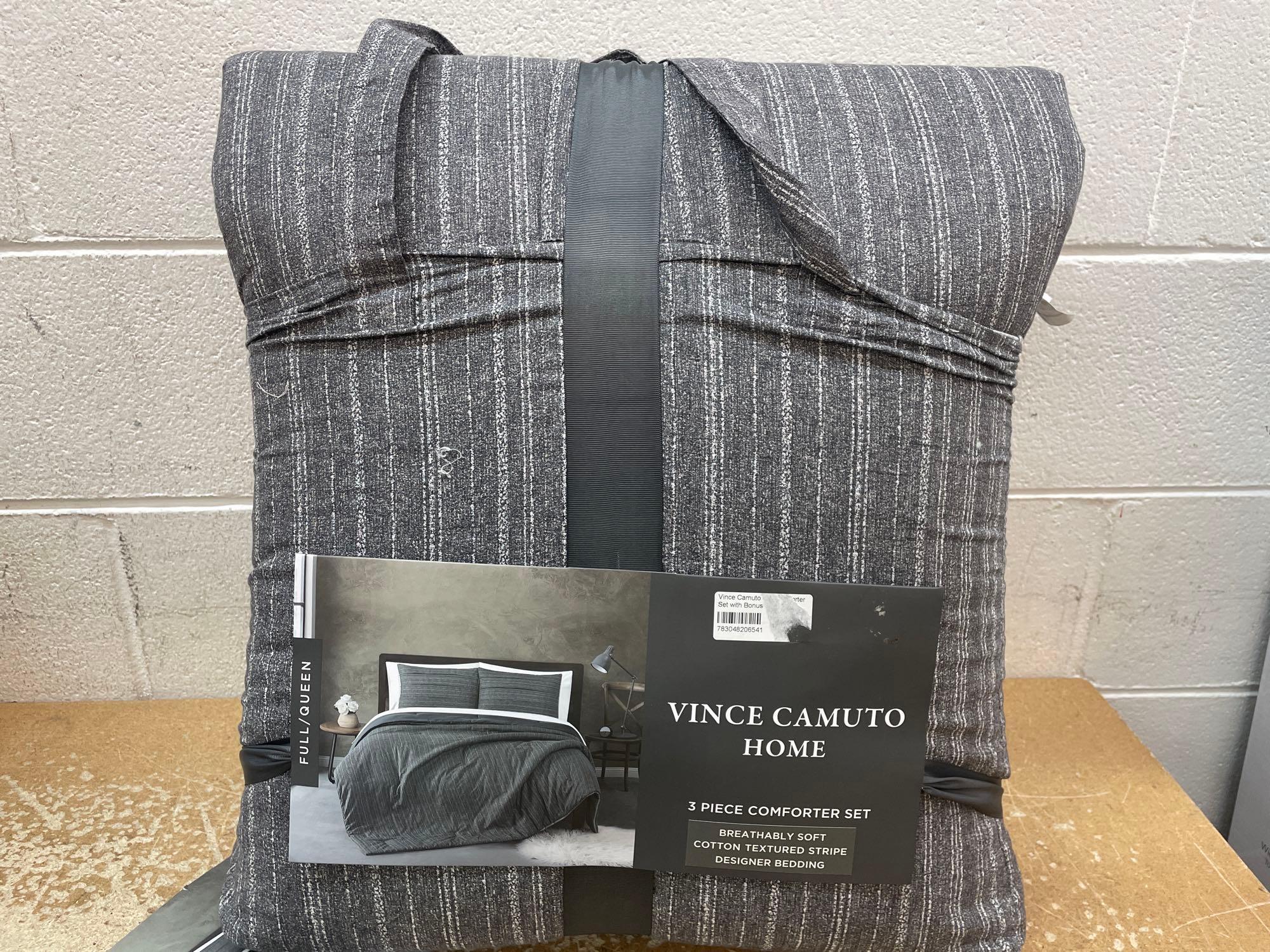 Vince Camuto Cotton 3-Pc. Comforter Set -Navy-Full/Queen