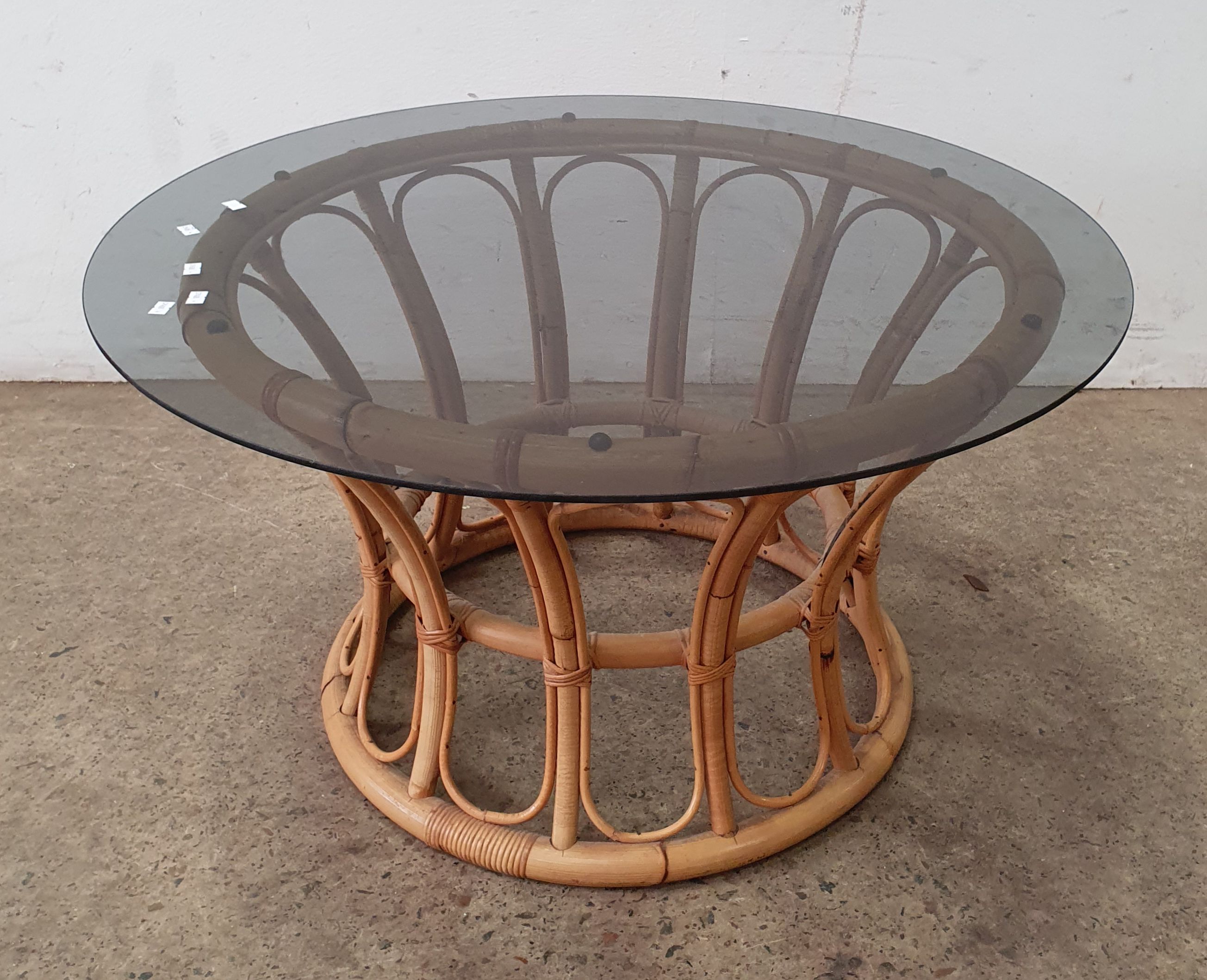 2271 · A CANE BASE GLASS TOP OCCASIONAL TABLE