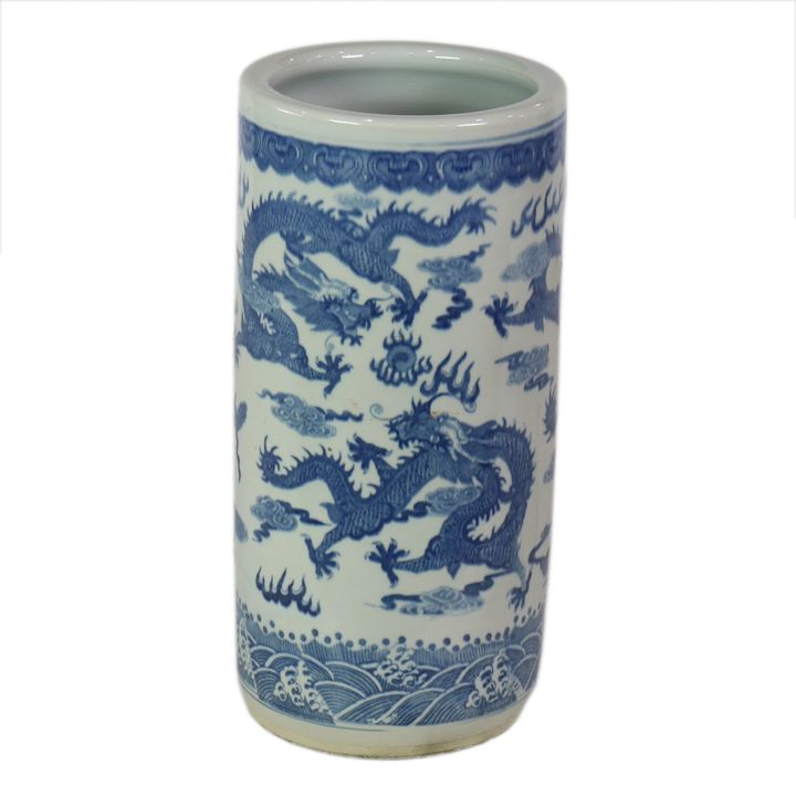 Chinese blue and white umbrella stand