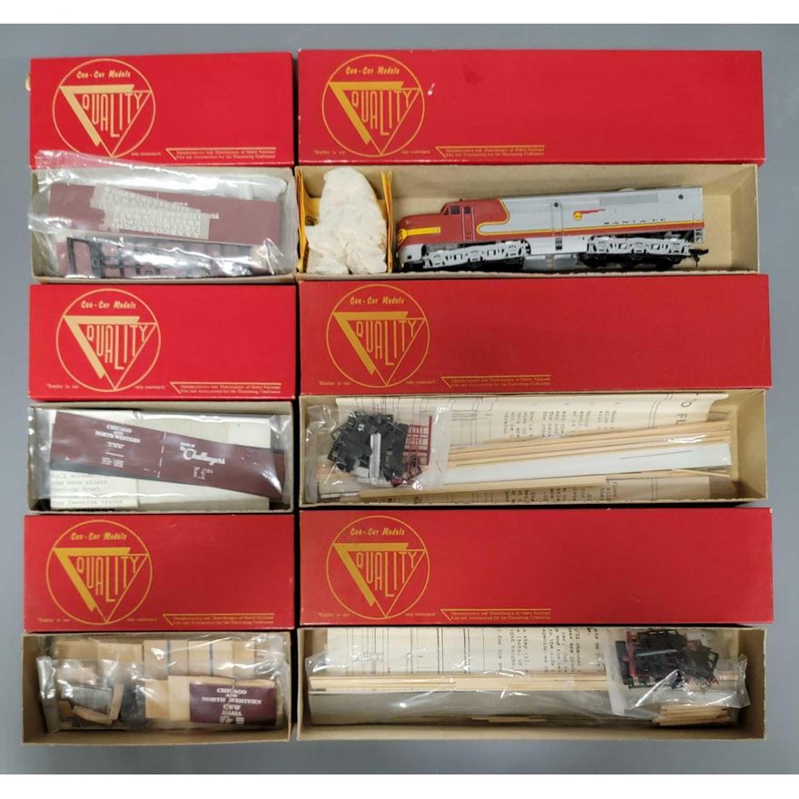 Five Con Cor HO scale craftsman kits plus RTR Santa Fe Alco PA1 diesel