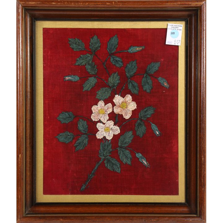 Flowers, fabric mixed media composition