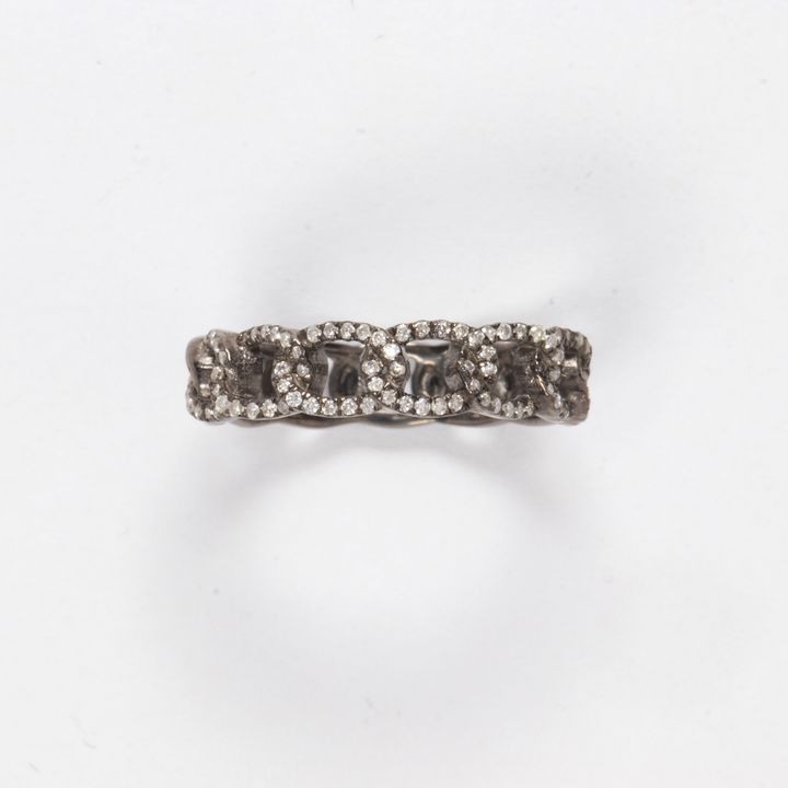 A diamond and silver ring