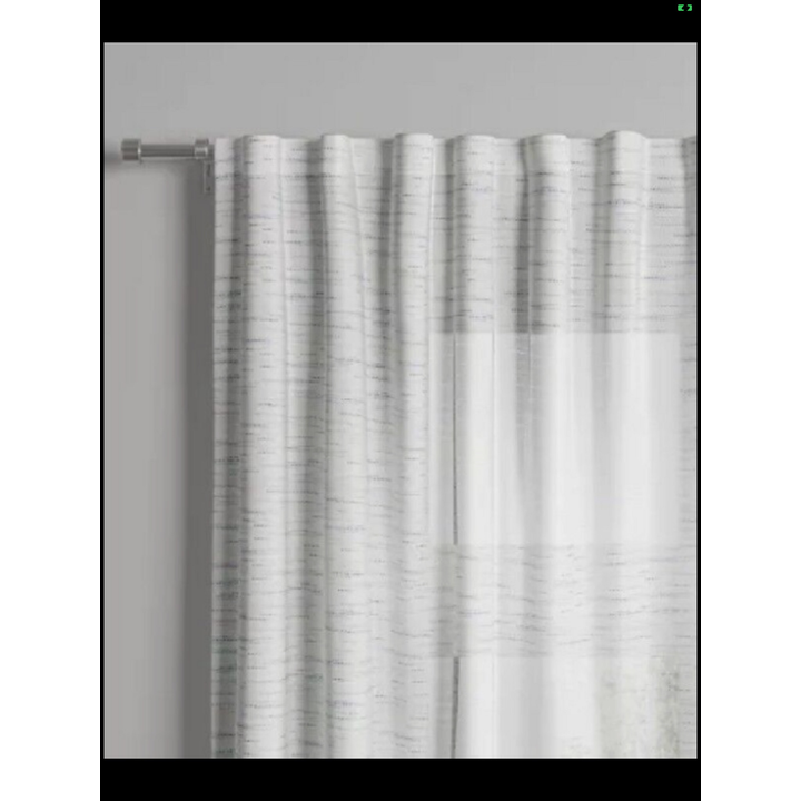 1 Panel Light Filtering Striaton Herringbone Window Curtain Panel 95"x54" (Cream & Blue)