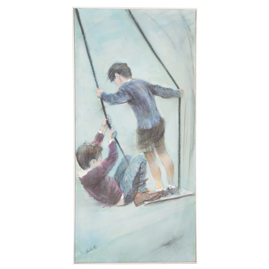 Thornton Utz. Boys on a Swing, mixed media