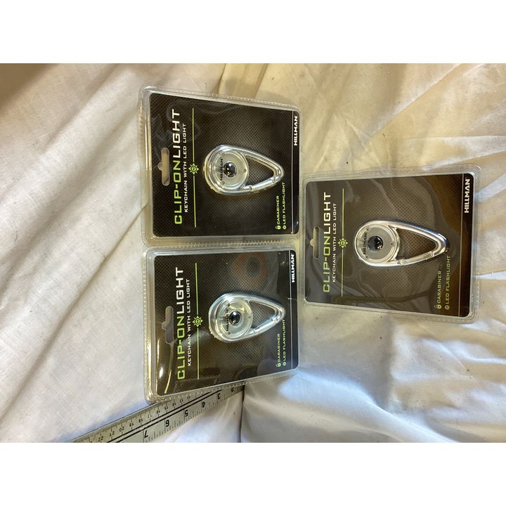 (3) Hillman Clip-On Light Keychain w/ LED Light