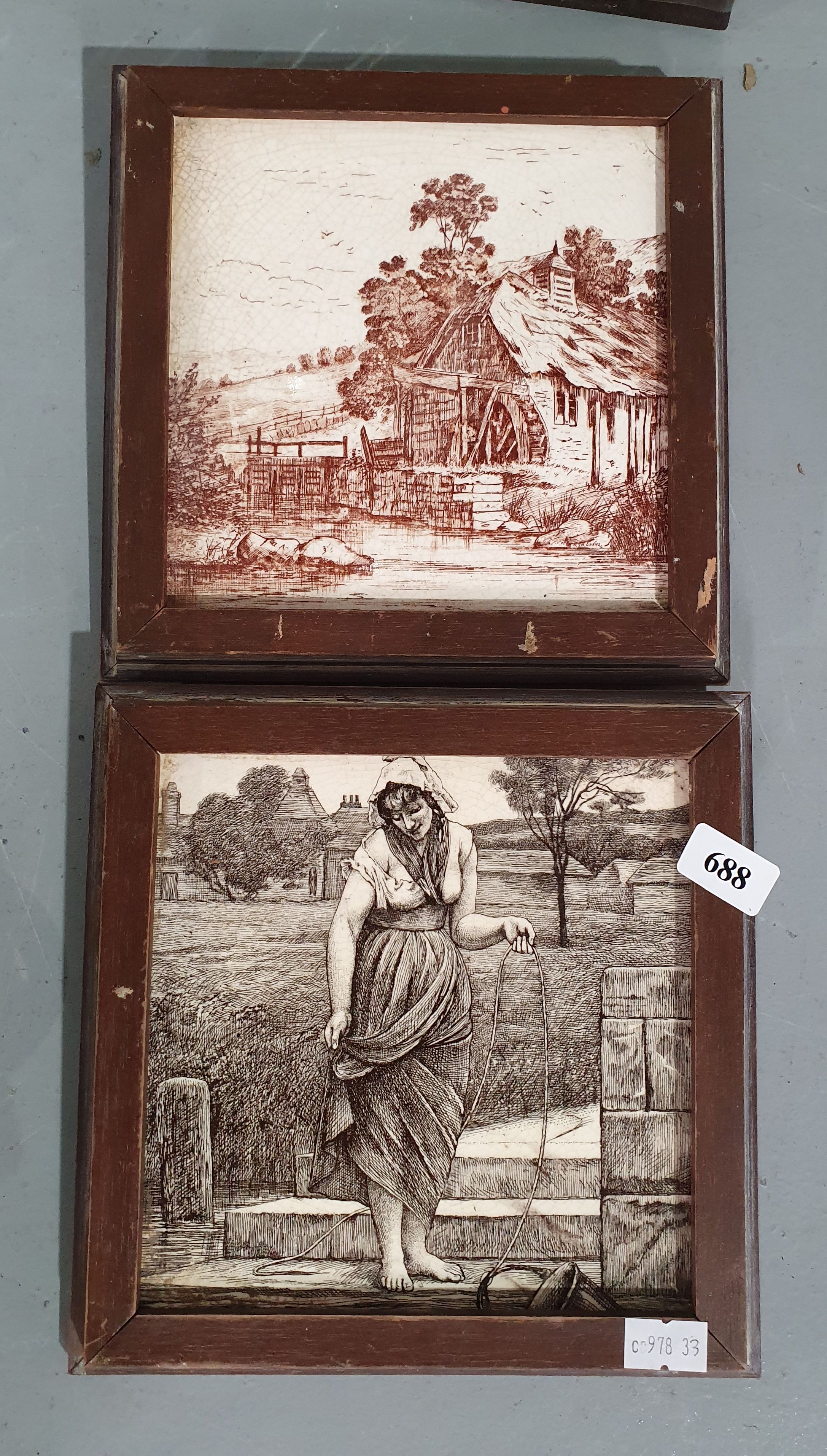 688 · TWO FRAMED 19TH CENTURY TILES