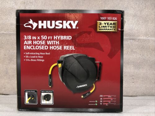 Husky 3/8 in. x 50 ft. Hybrid Retractable Air Compressor Hose Reel Kit-F26