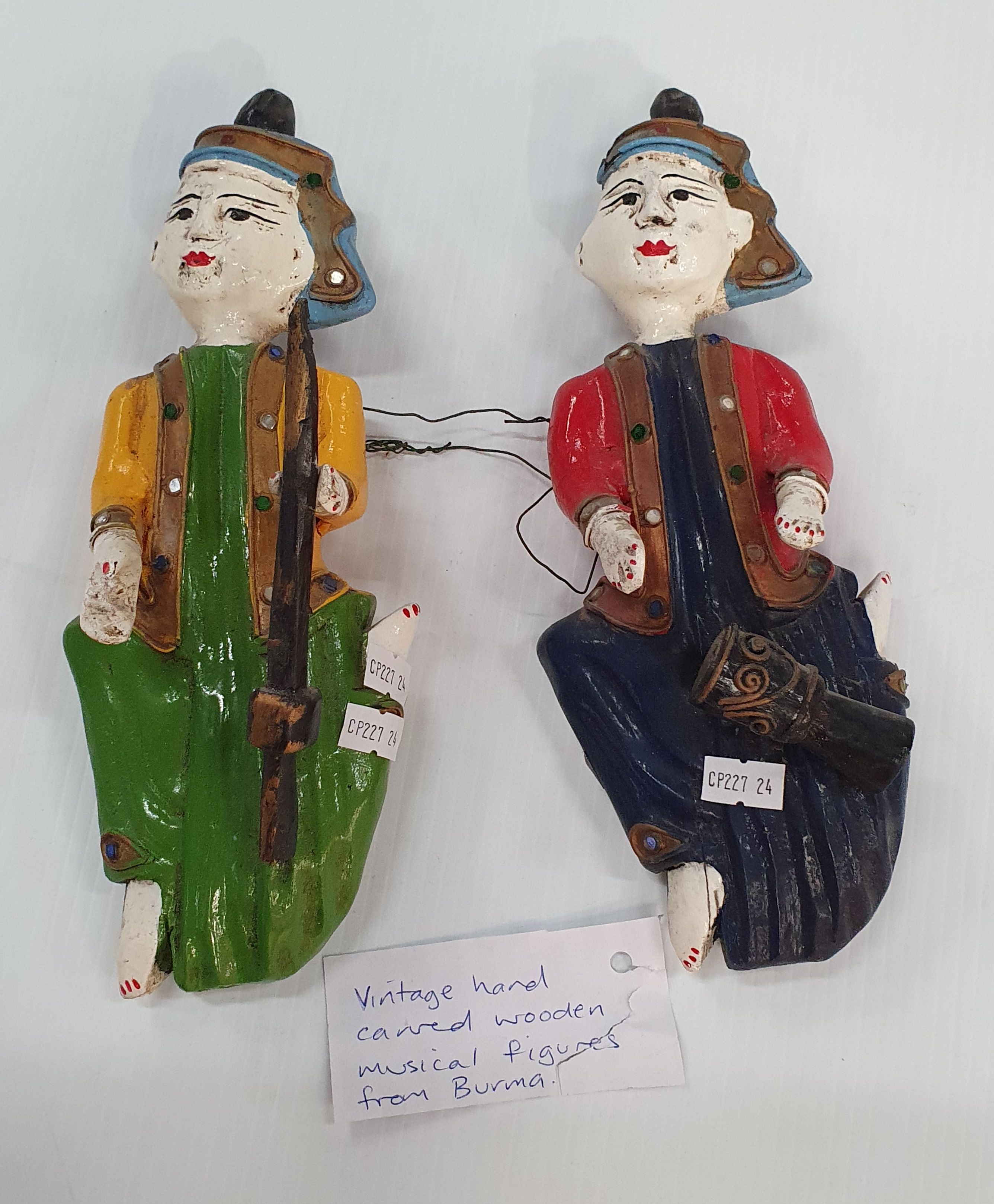 198 · TWO CARVED WOODEN MUSICIAN FIGURES