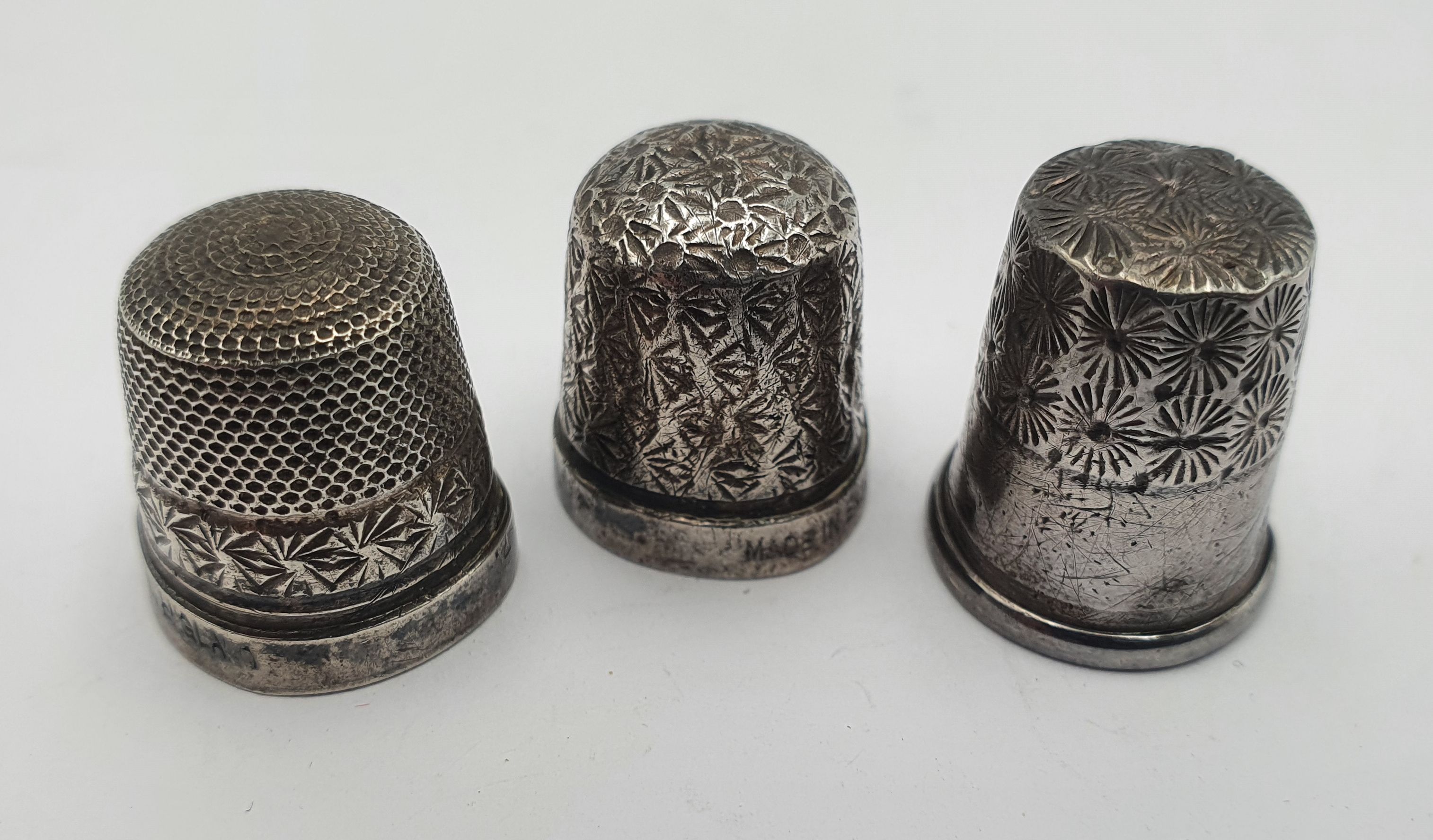 Three Sterling Silver Thimbles