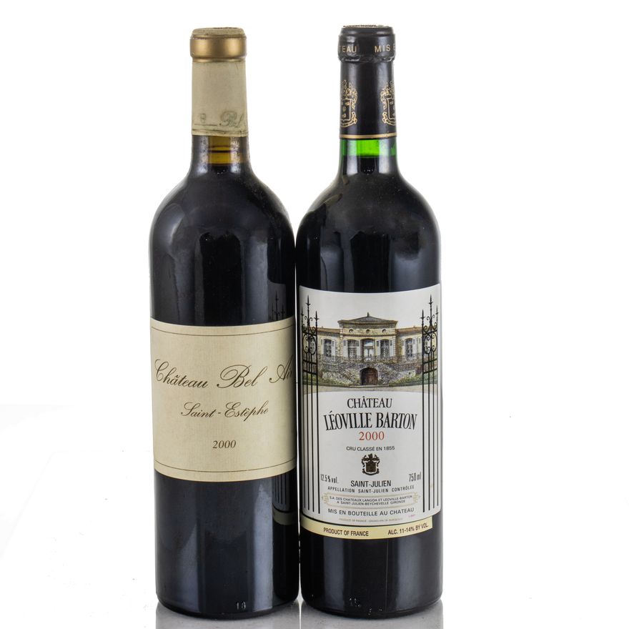 2 Bottles Mixed Lot - 1 Btl 2000 Ch Leoville Barton, St Julien 96JS 96WE 95+WA and 1 Btl 2000 Ch Bel Air, St Estephe, Bordeaux