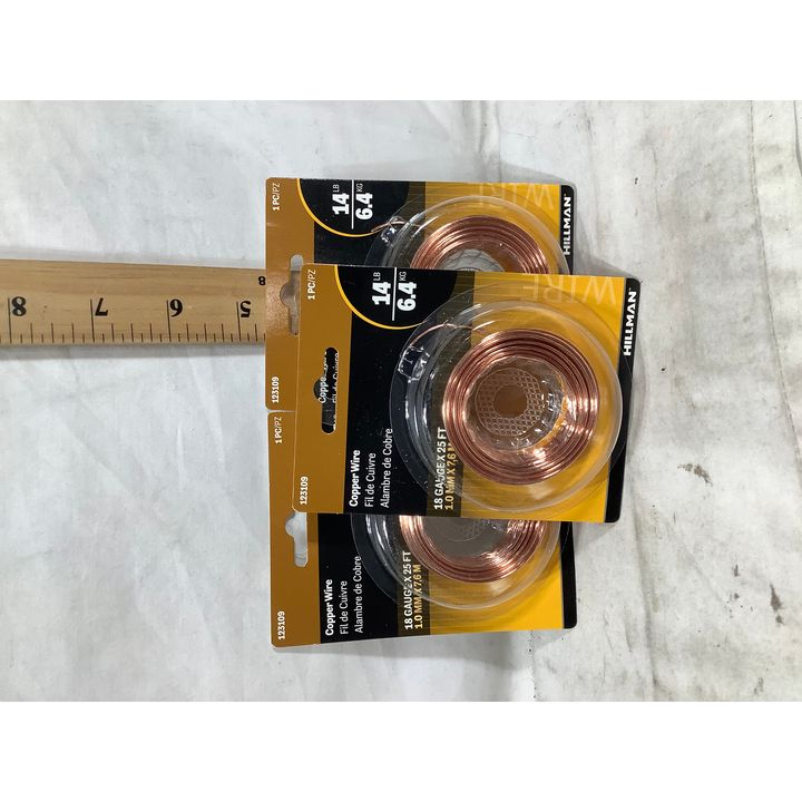 (3) Hillman Copper Wire 18 Gauge x 25ft 14lb