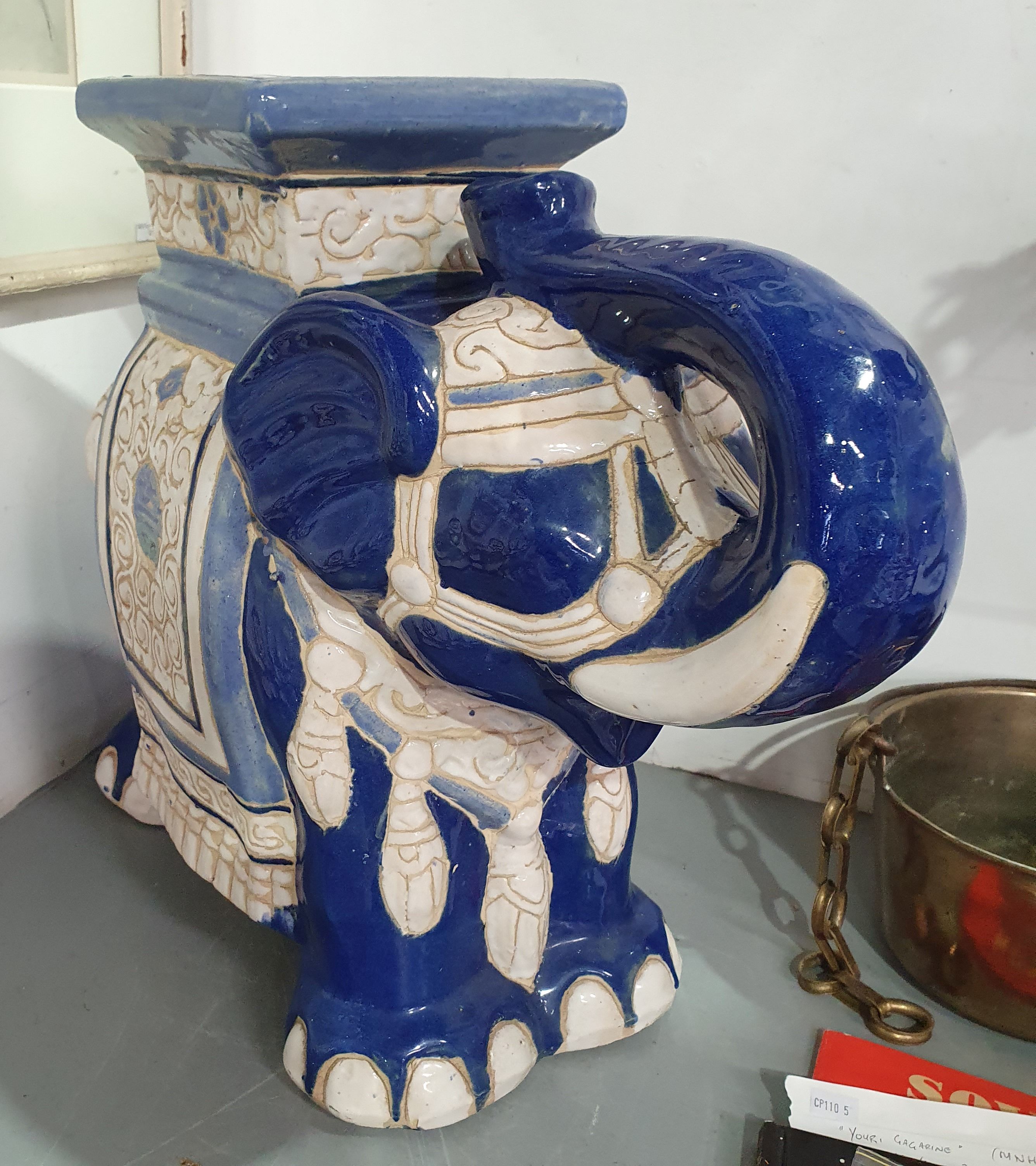 A Ceramic Elephant Form Plant Stand
