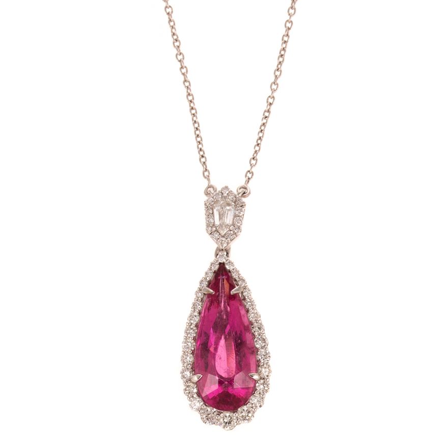 A 4.00 ct Pink Tourmaline & Diamond Necklace in 18K