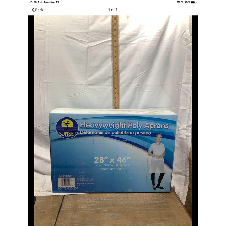 Sunset Brands True Count 5/100 Aprons Individually Folded Heavy Weight Poly Aprons- 29"x46"