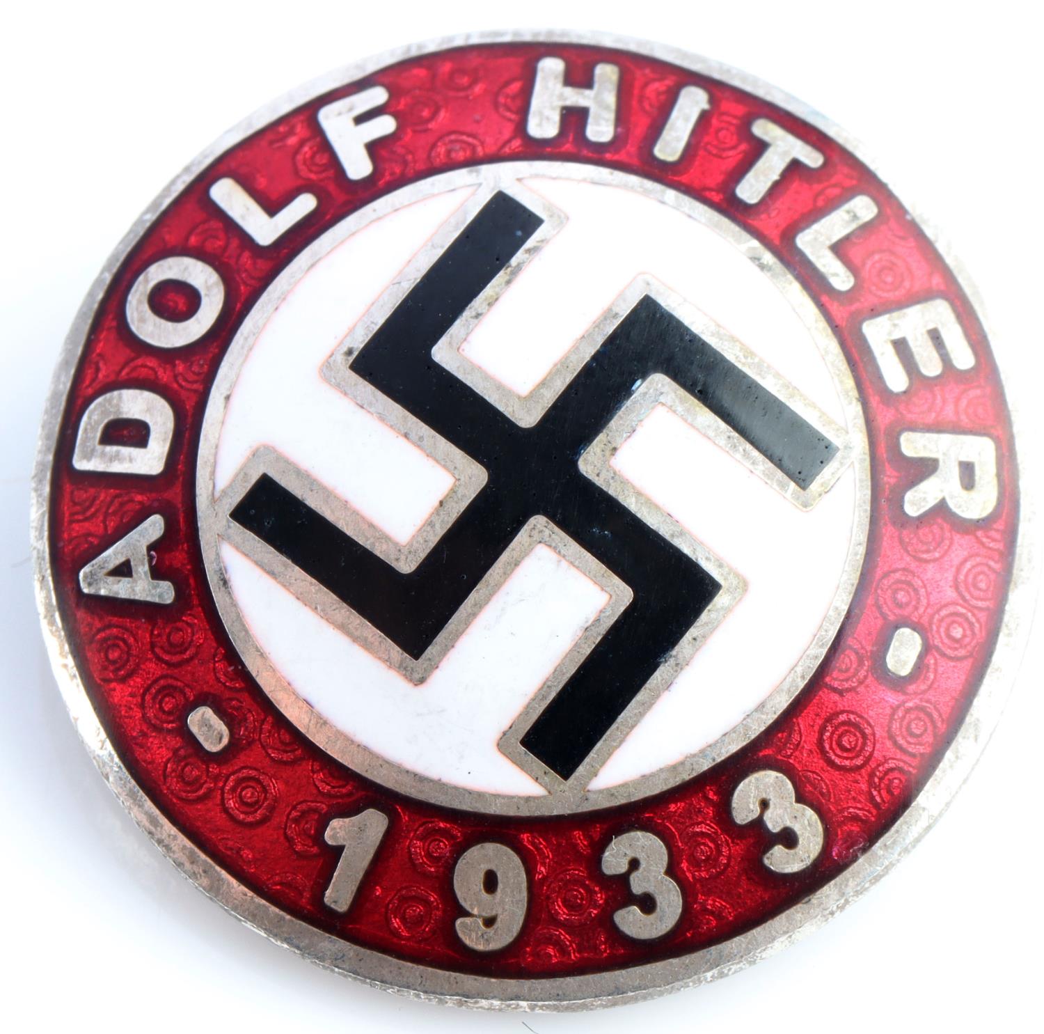 deliver count up slot WWII GERMAN ADOLF HITLER 1933 MEMBERSHIP BADGE | Affiliated Auctions