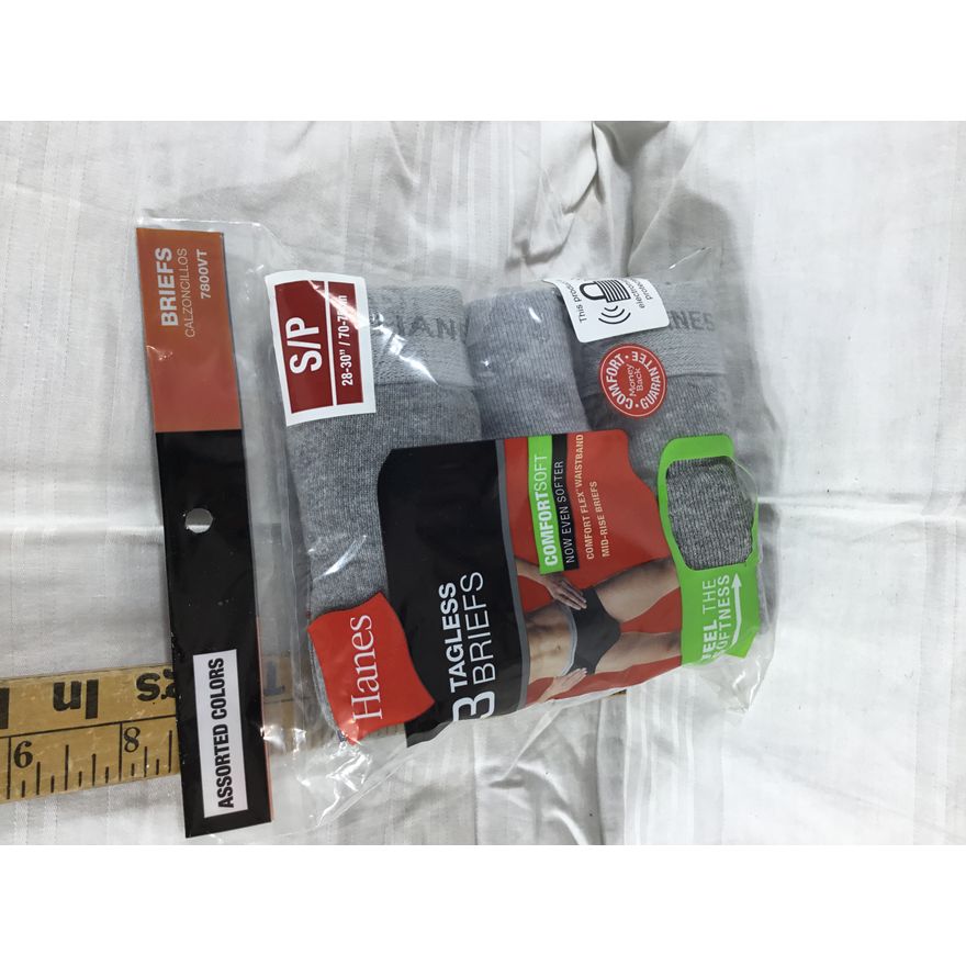 Hanes Men's 3 Pair Tagless Briefs Sz: S/P 28-30"