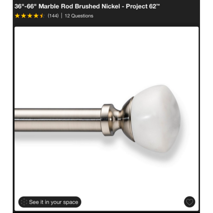 Project 62 36"-66" Marble Cutrain Rod (Brushed Nickel)