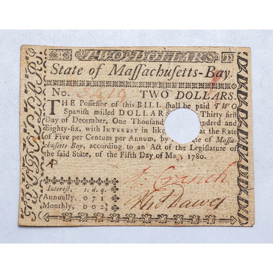 Massachusetts Colonial Currency 279 5/5/1780 $2
