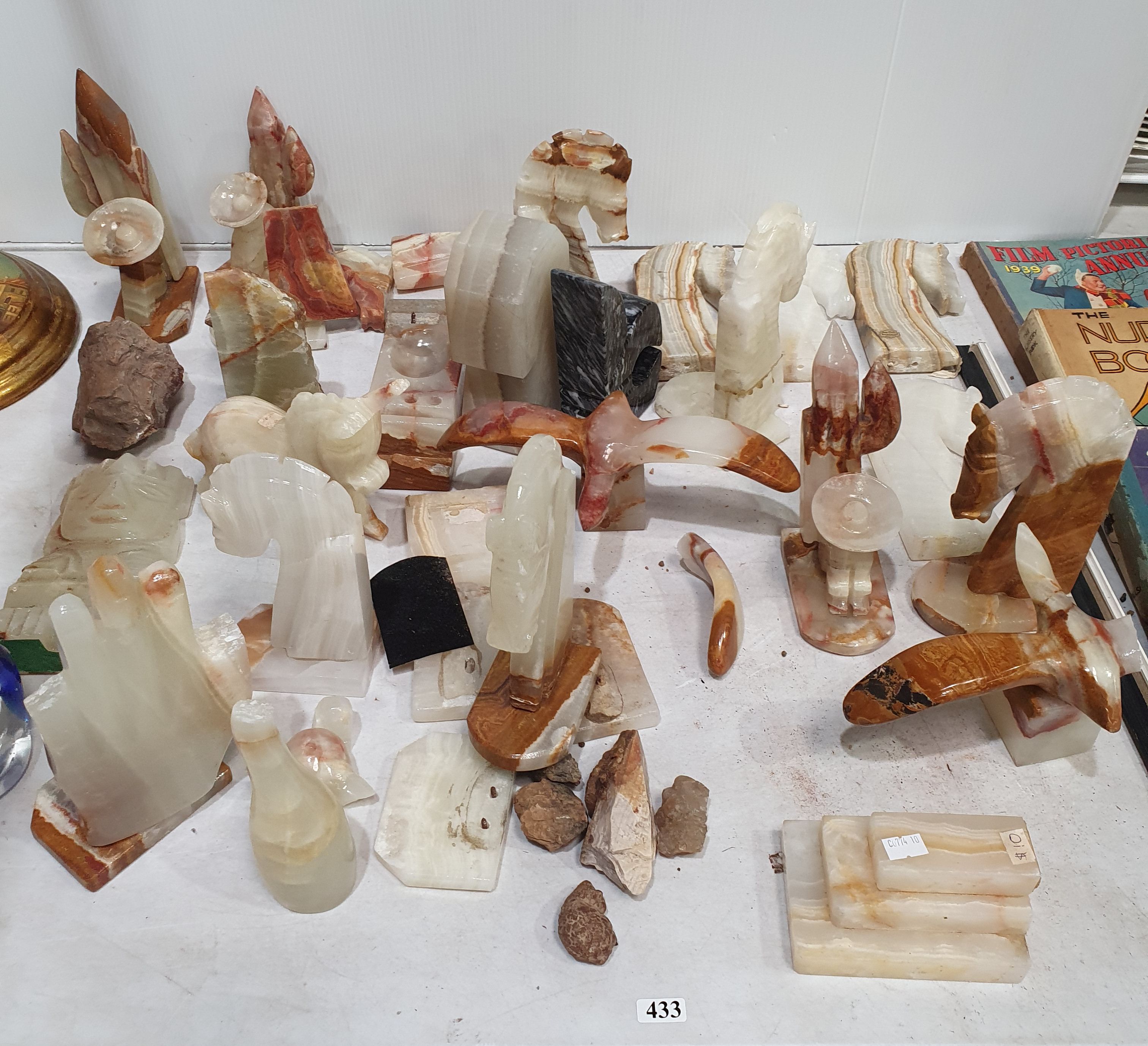 A Group Of Mostly Onyx Figures - Requiring Restoration And Repair
