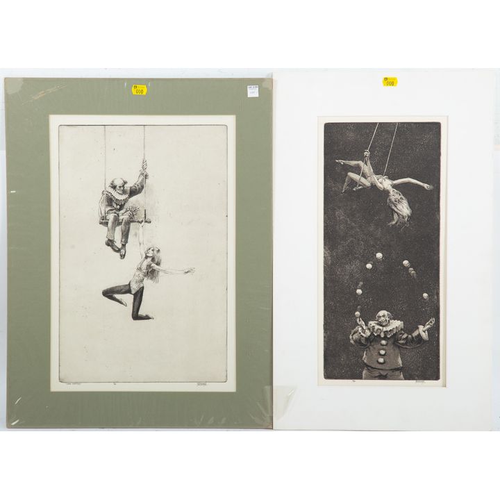 Yarborough. Two Clown Themed Etchings