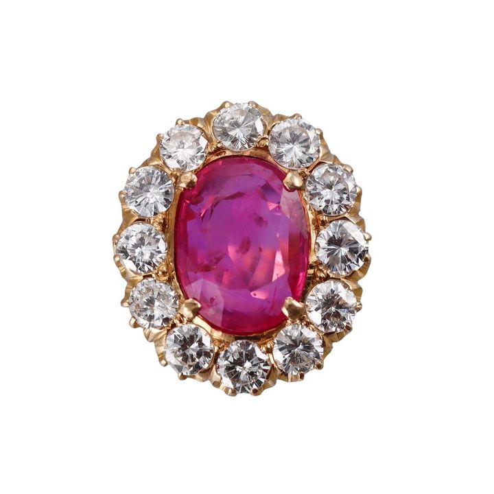 Certified 4.97ct No Heat Burma Ruby Diamond 18k Gold Ring