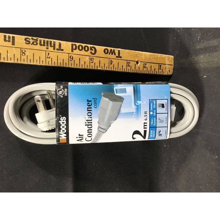 Woods Light Duty Air Conditioner Cord 6.5' - 1 Outlet, 3 Prong, 14 Gauge, 15 Amps