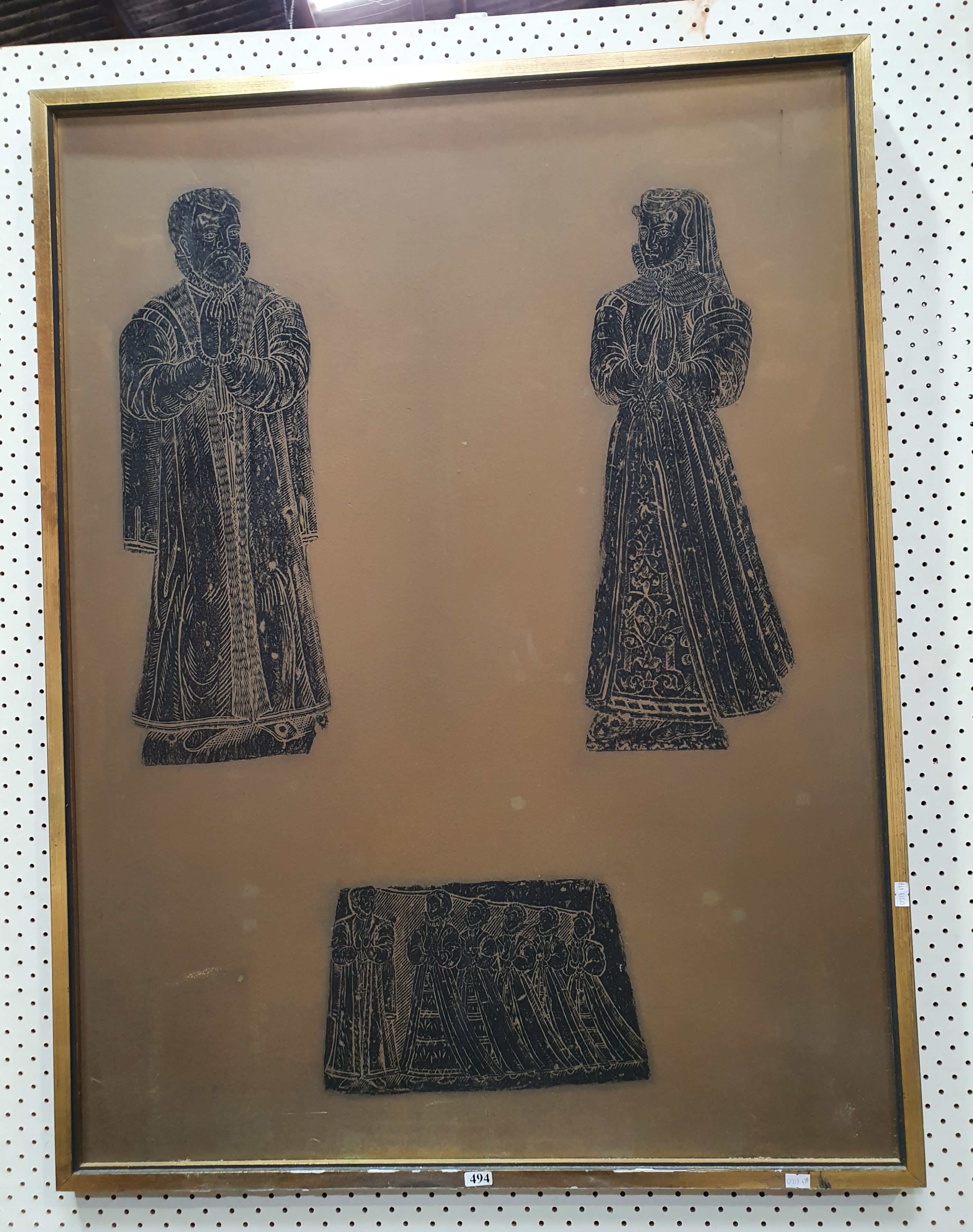 494 · A FRAMED BRASS RUBBING