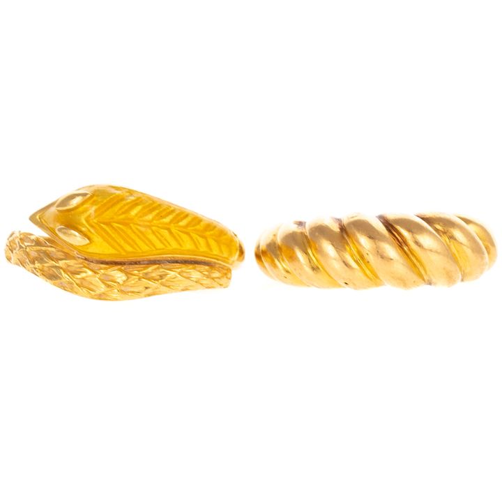 A Snake & Dome Ring in 18K