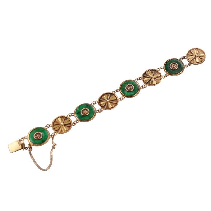 Antique 18k Gold Jade Bracelet