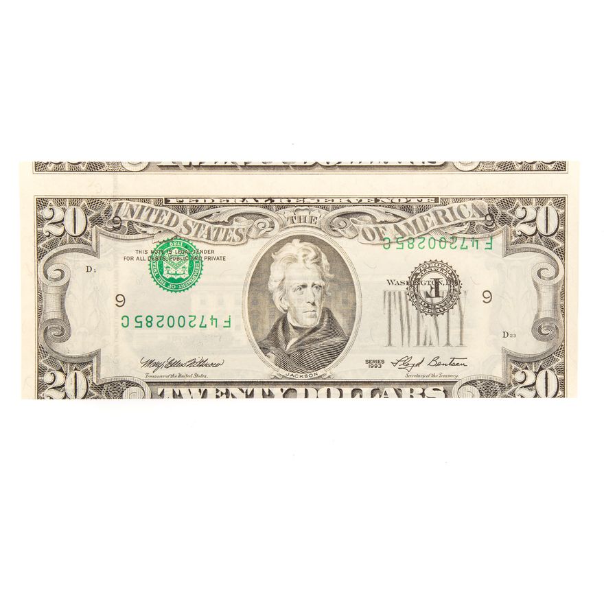 1993 $20 Type 2 Inverted Overprint CU