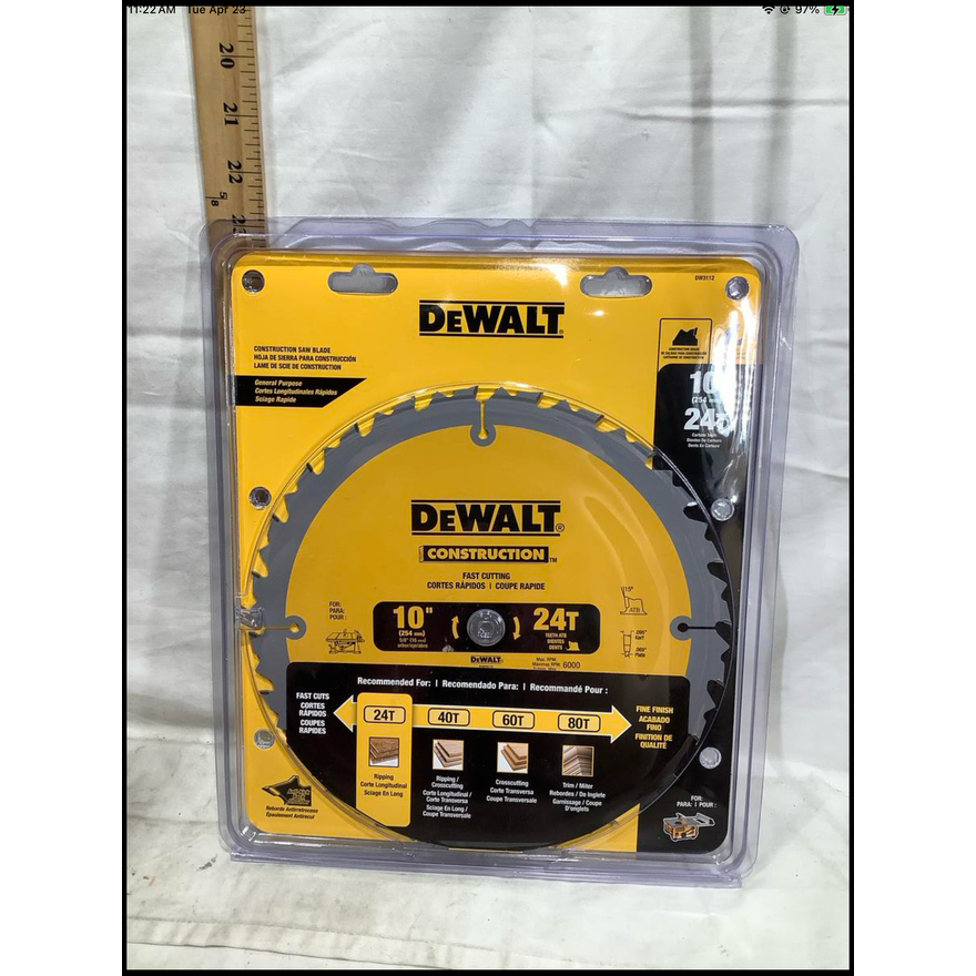 DeWalt 10" 24T Construction Saw Blade