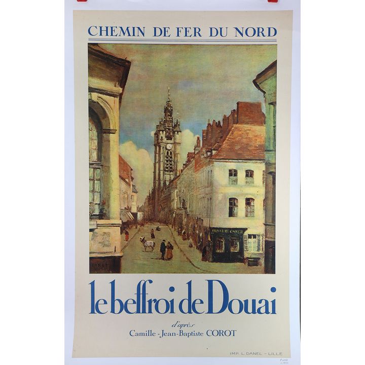 Vintage Poster. Jean-Baptiste-Camille Corot, Le Beffroi de Douai