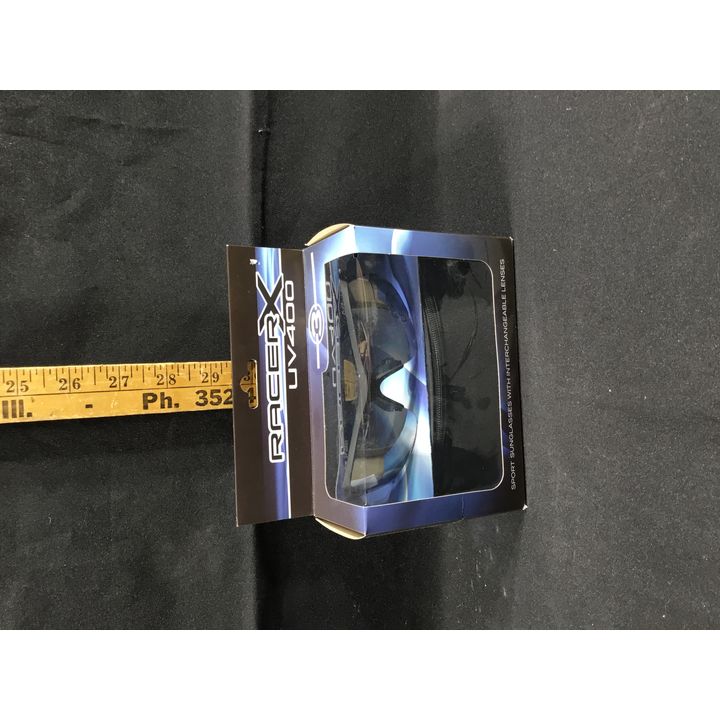 RacerX UV400 Sport Sunglasses w/ Interchangeable Lenses & Carrying Case-Black