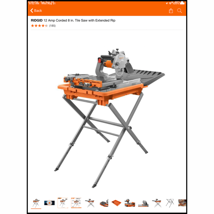 Ridgid 12AMP Corded 8in Tile Saw w/Extended Rip