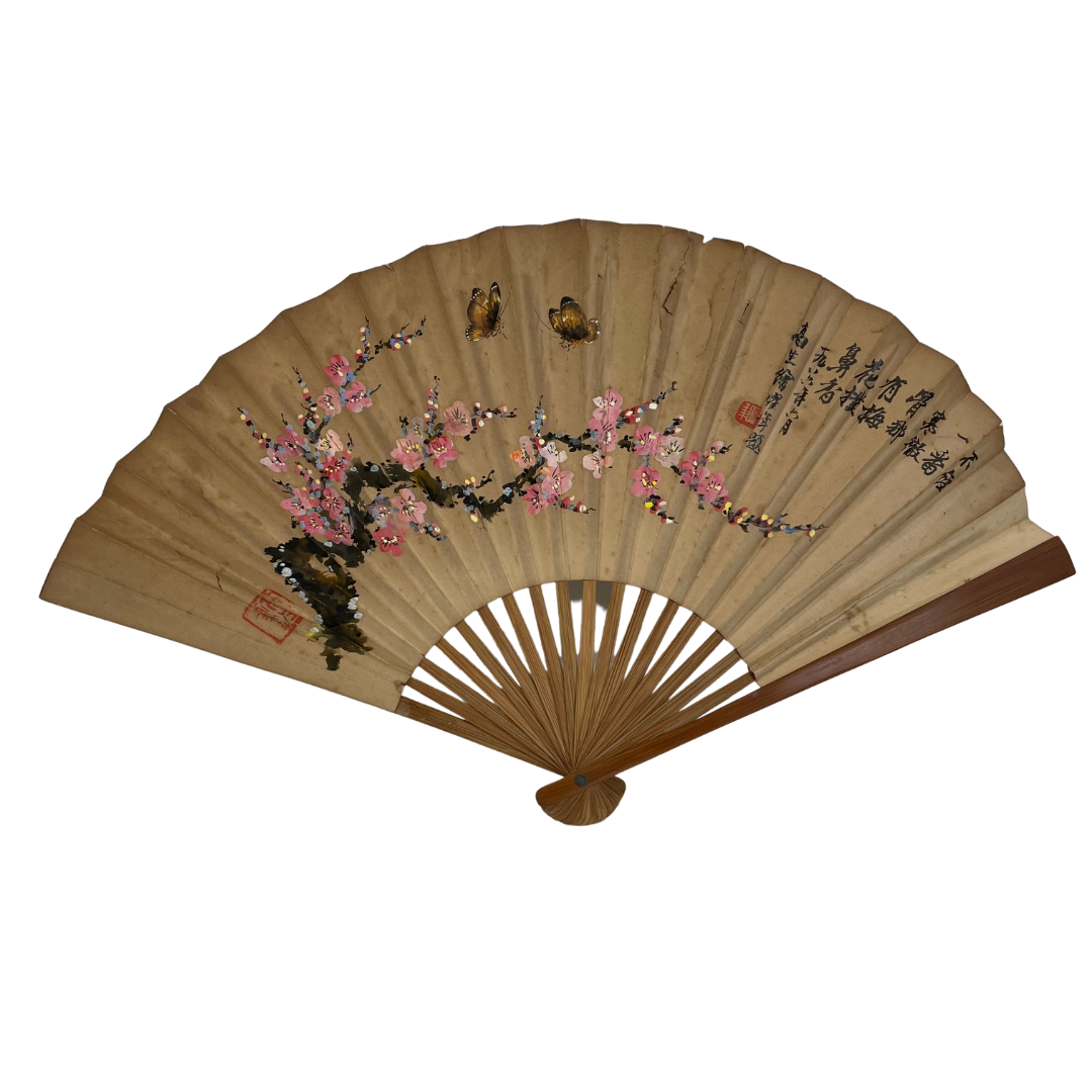 高生彩墨扇面画梅花GAOSHENG CHINESE INK AND COLOR FAN PAINTING PLUM 