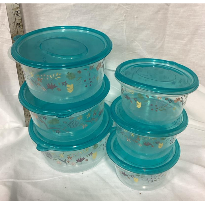 Smart Home 12 Piece Blue Floral Reuseable Bowl Set With Lids