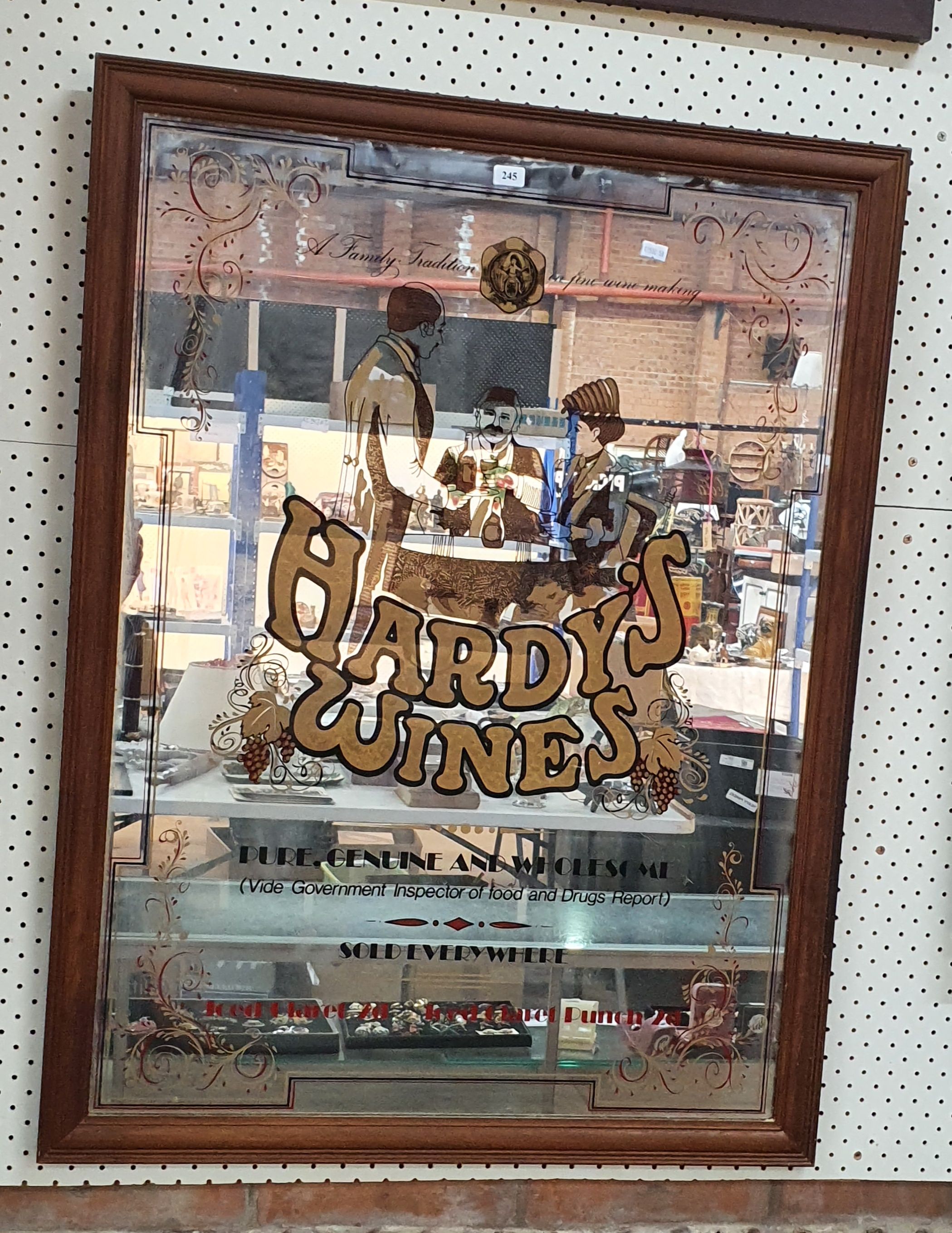 245 · A HARDY'S WINE ADVERTISING MIRROR