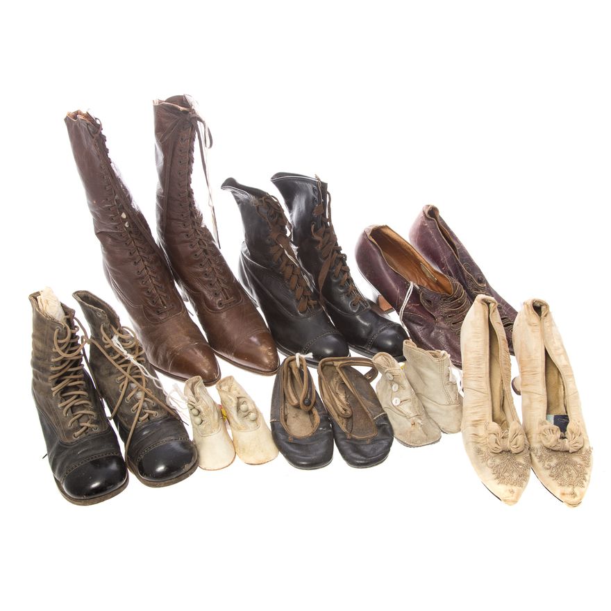 Eight pairs of Edwardian and later shoes